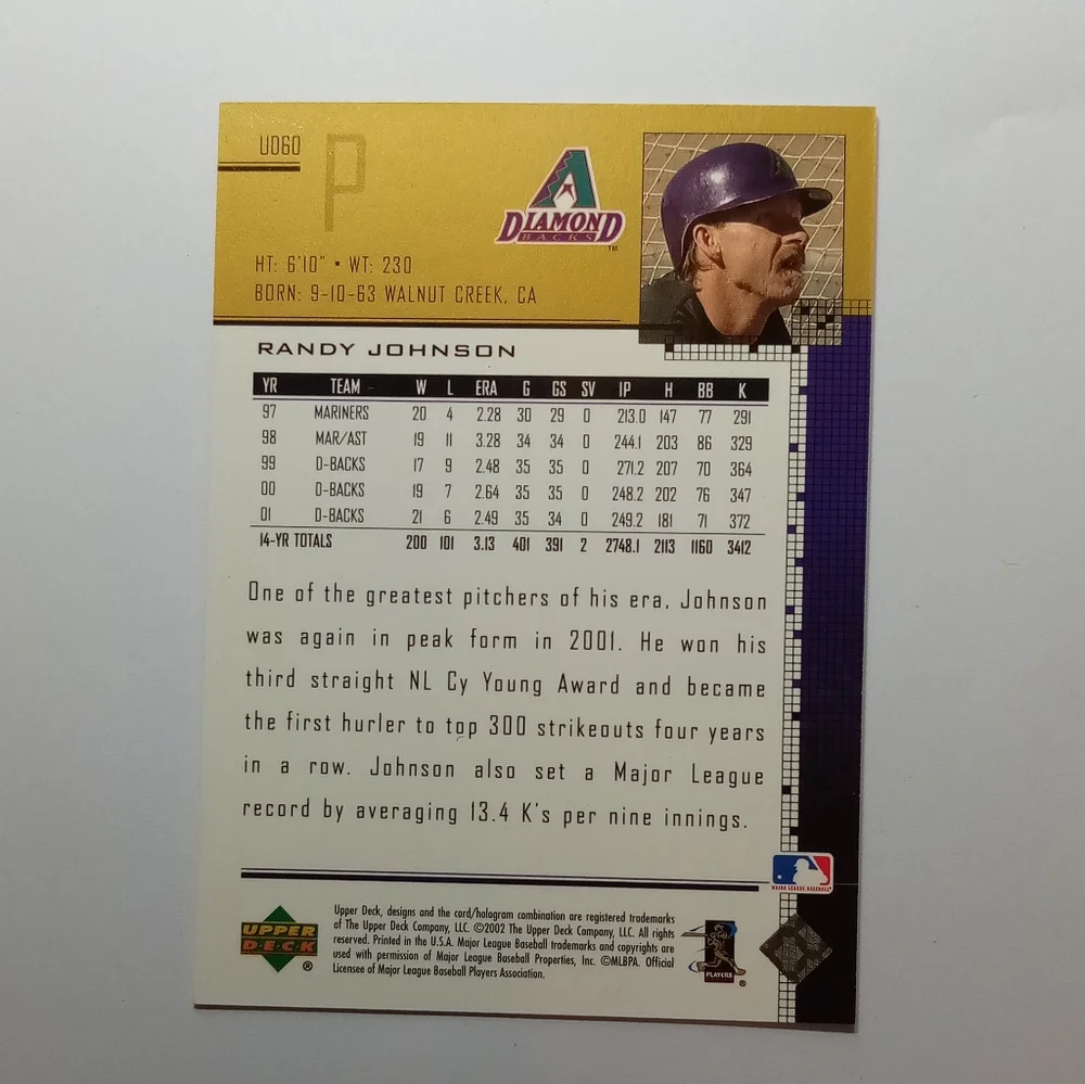 2002 Upper deck Randy Johnson - Picture 2 of 6